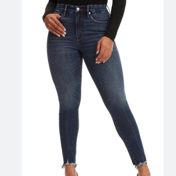 Good American Denim - GOOD AMERICAN Good Legs High Waist Chew Hem Ankle Cigarette Jeans Sz 8/29